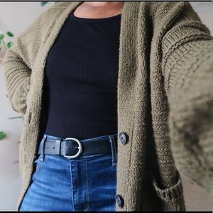 Green Cardigan Sweater